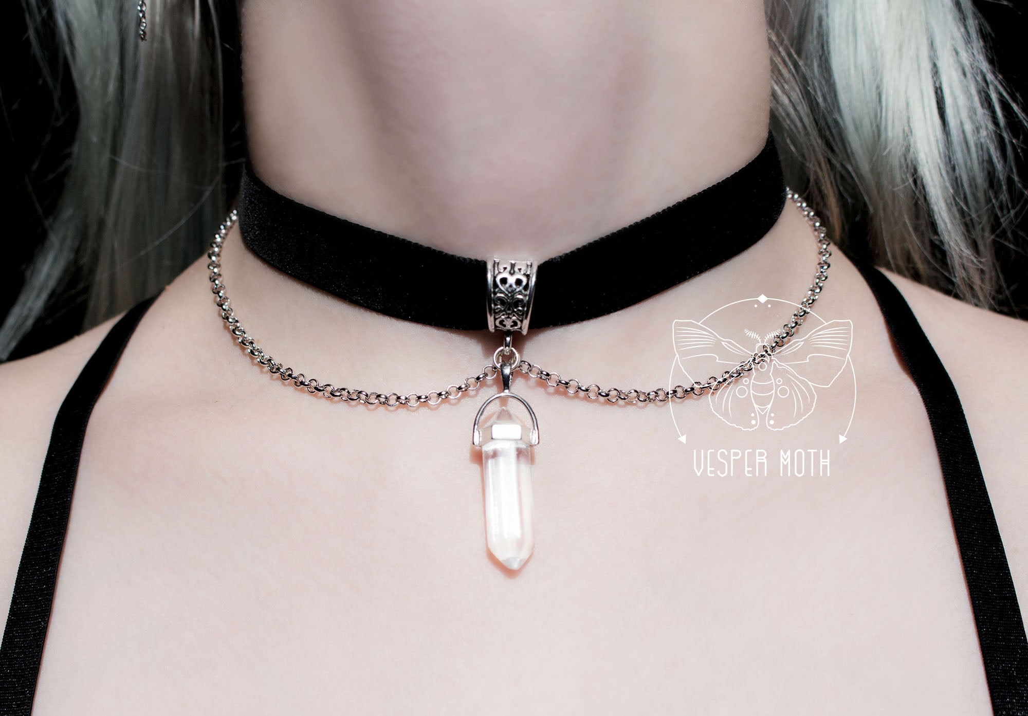 Black Velvet Rock Crystal Choker