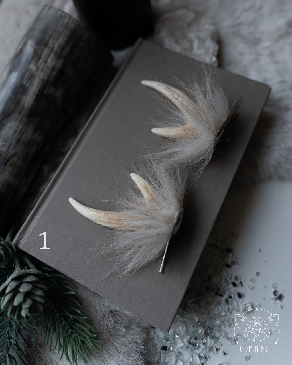 White Stag Hair Pins (a pair of two pins)