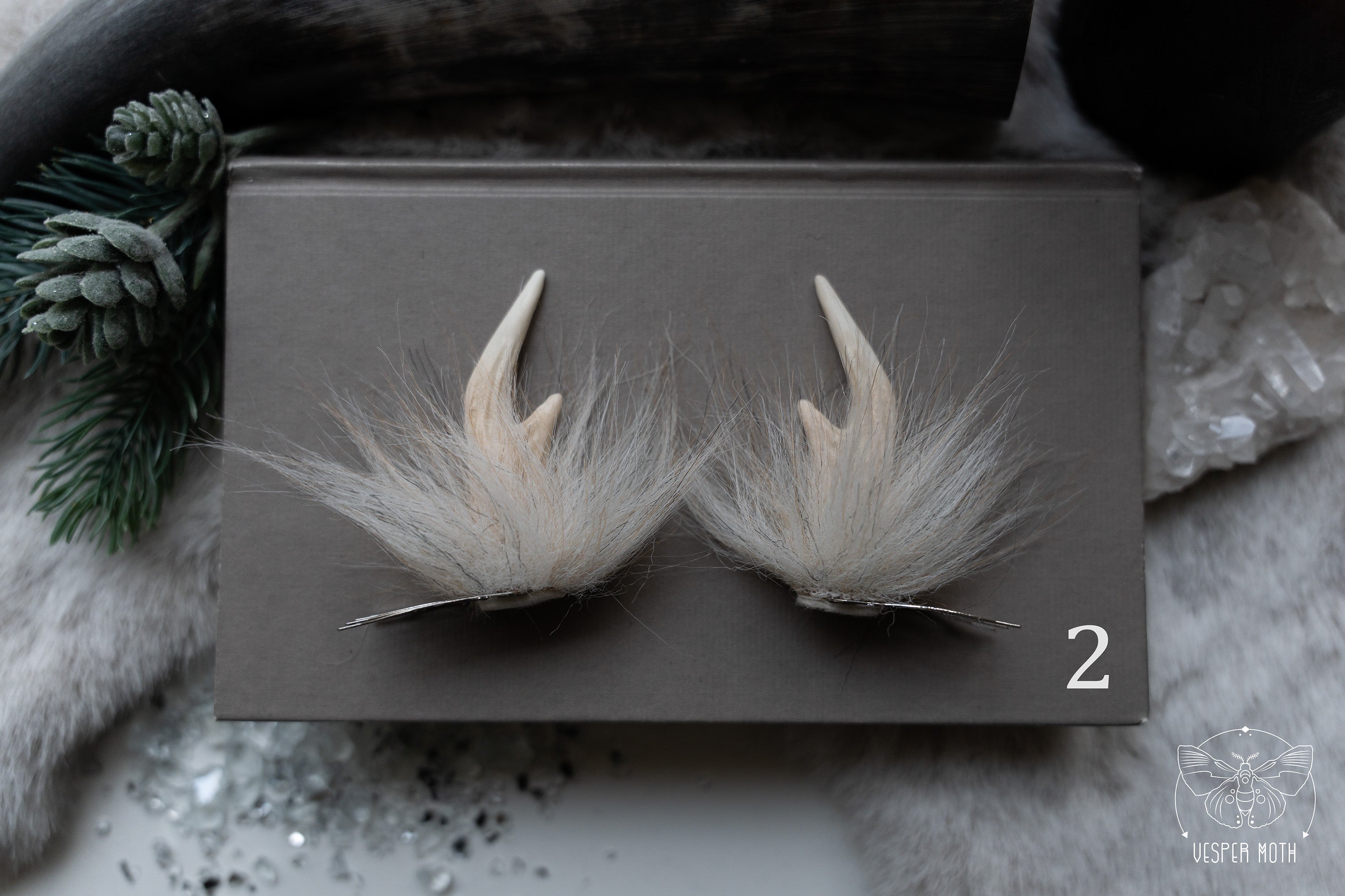 White Stag Hair Pins (a pair of two pins)