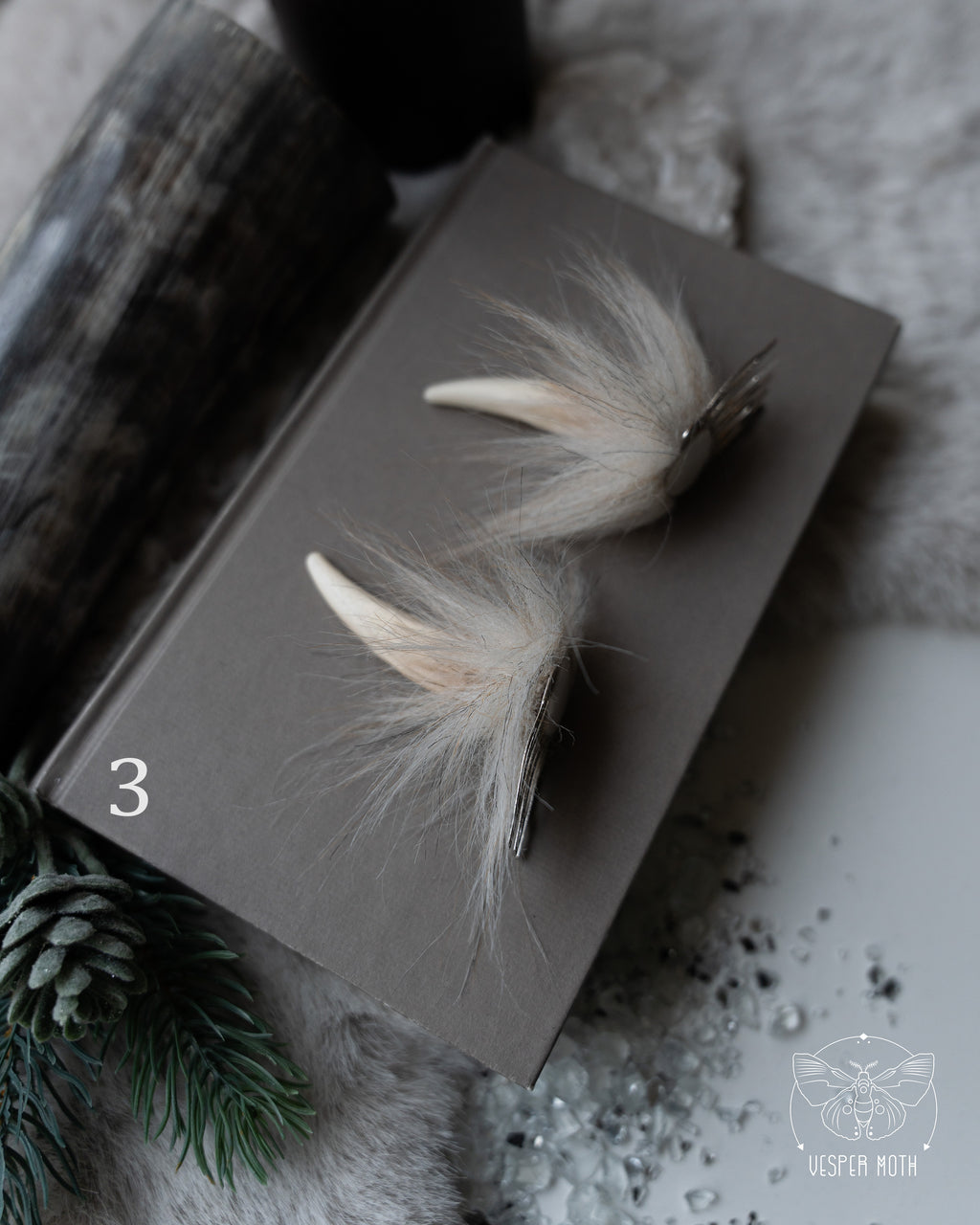 White Stag Hair Pins (a pair of two pins)