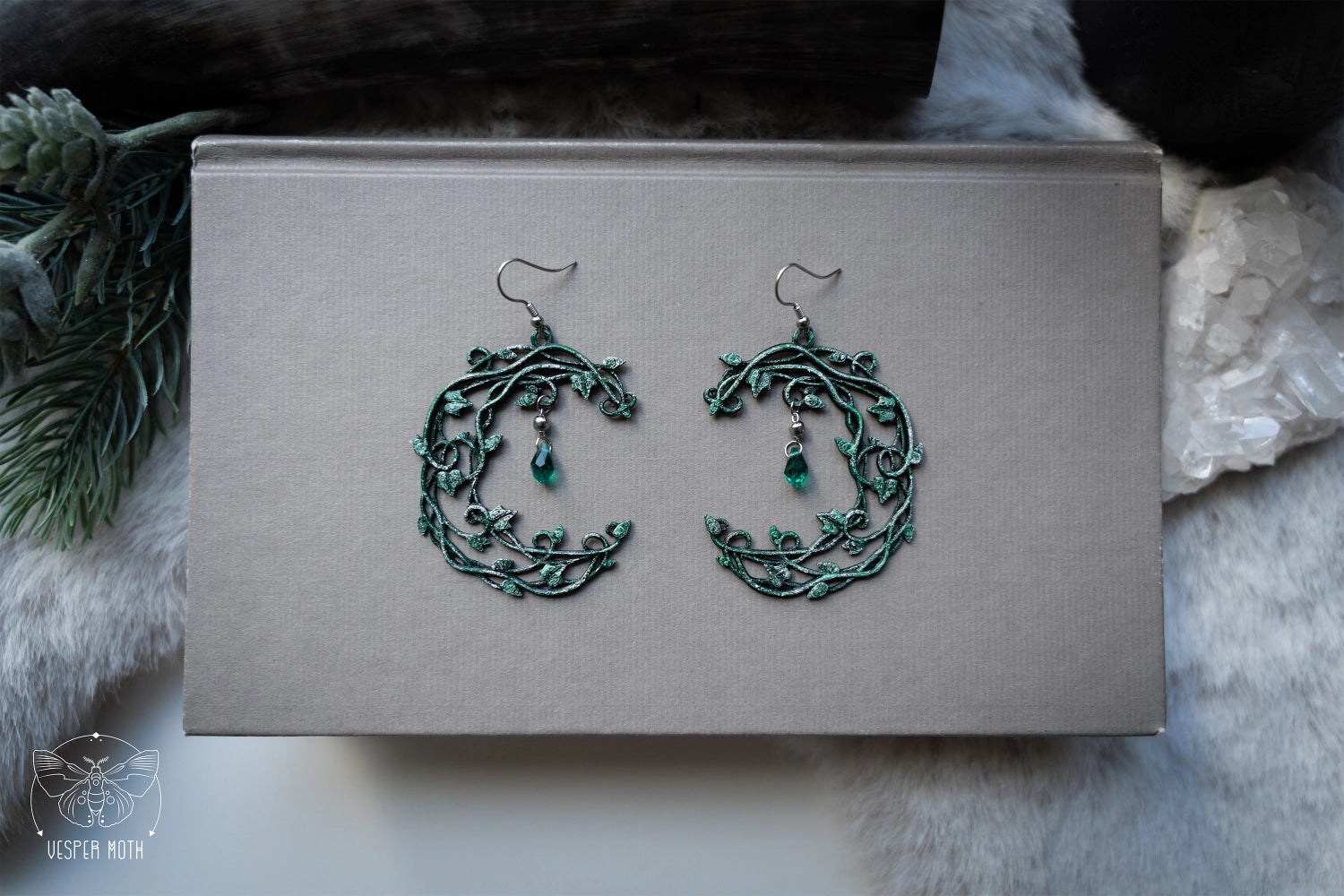 Ivy Moon Earrings - 3D printed *no metal!