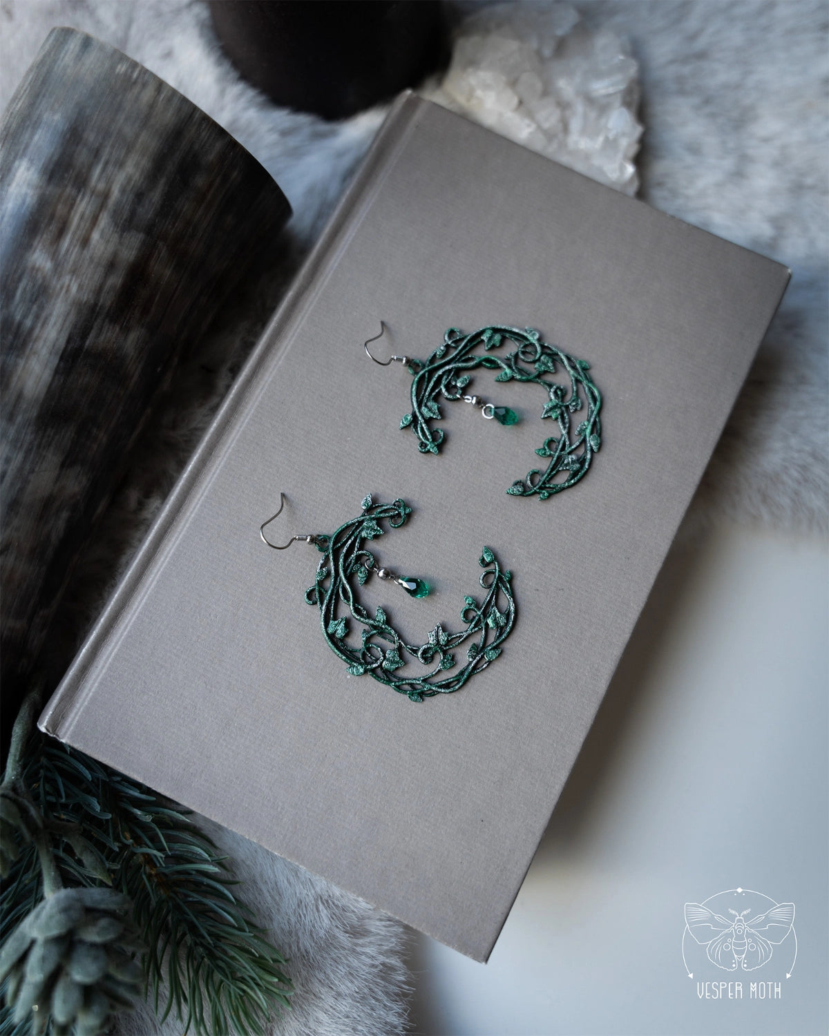 Ivy Moon Earrings - 3D printed *no metal!