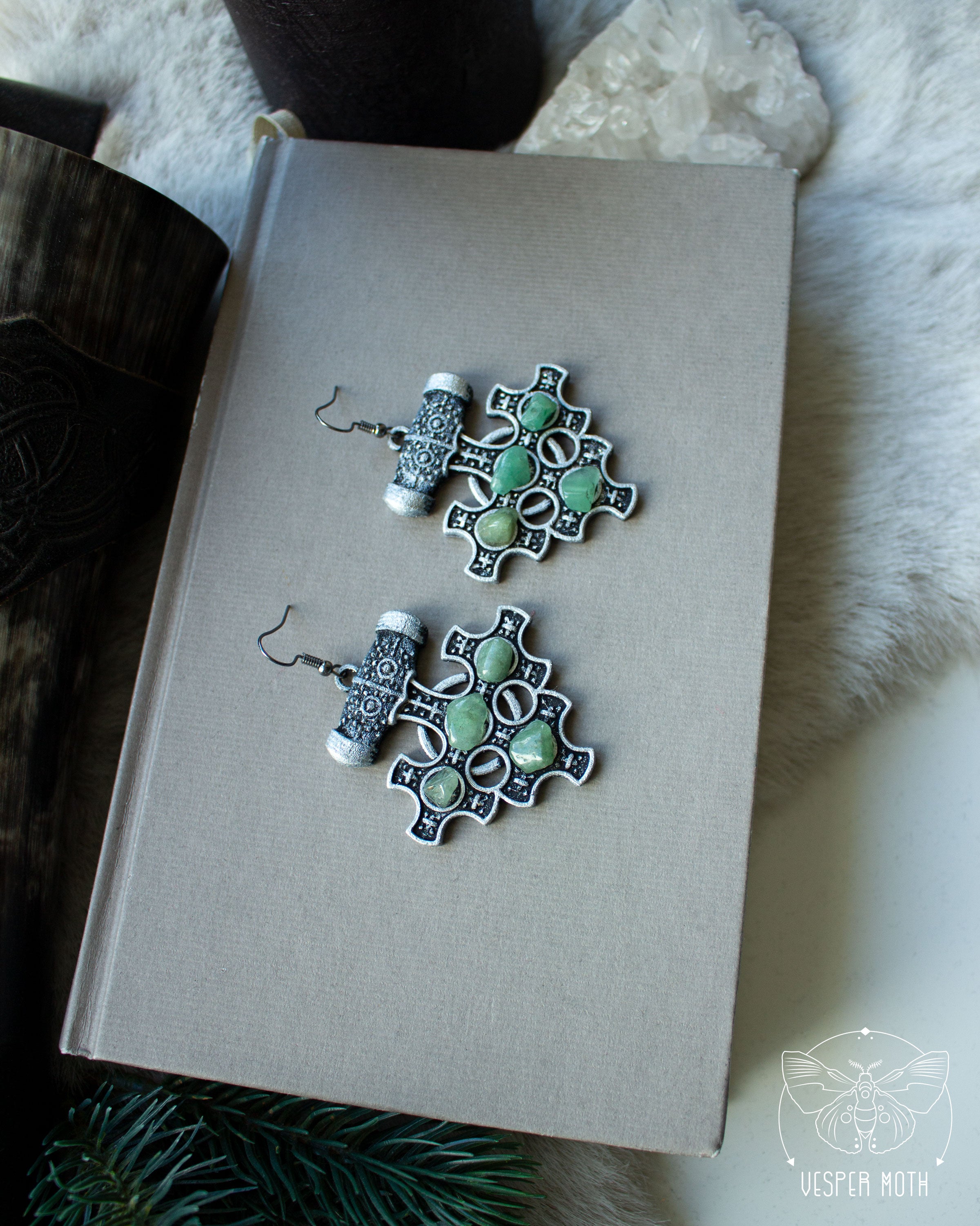 Hiddensee Crystal Earrings (Silver Coloured) - 3D printed *no metal!