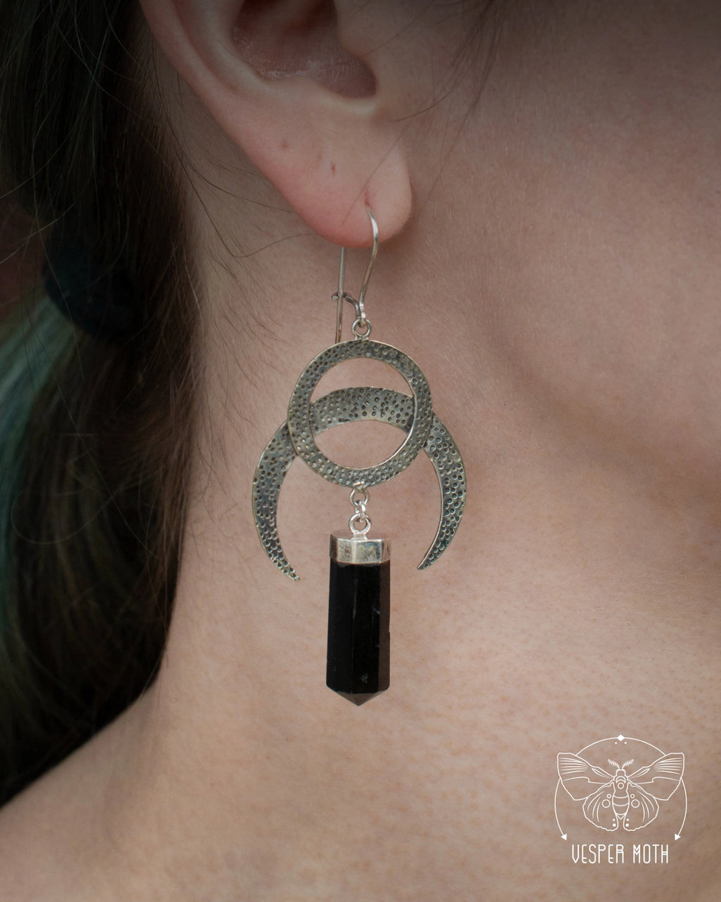 Dark Máni Earrings (925 Sterling Silver)