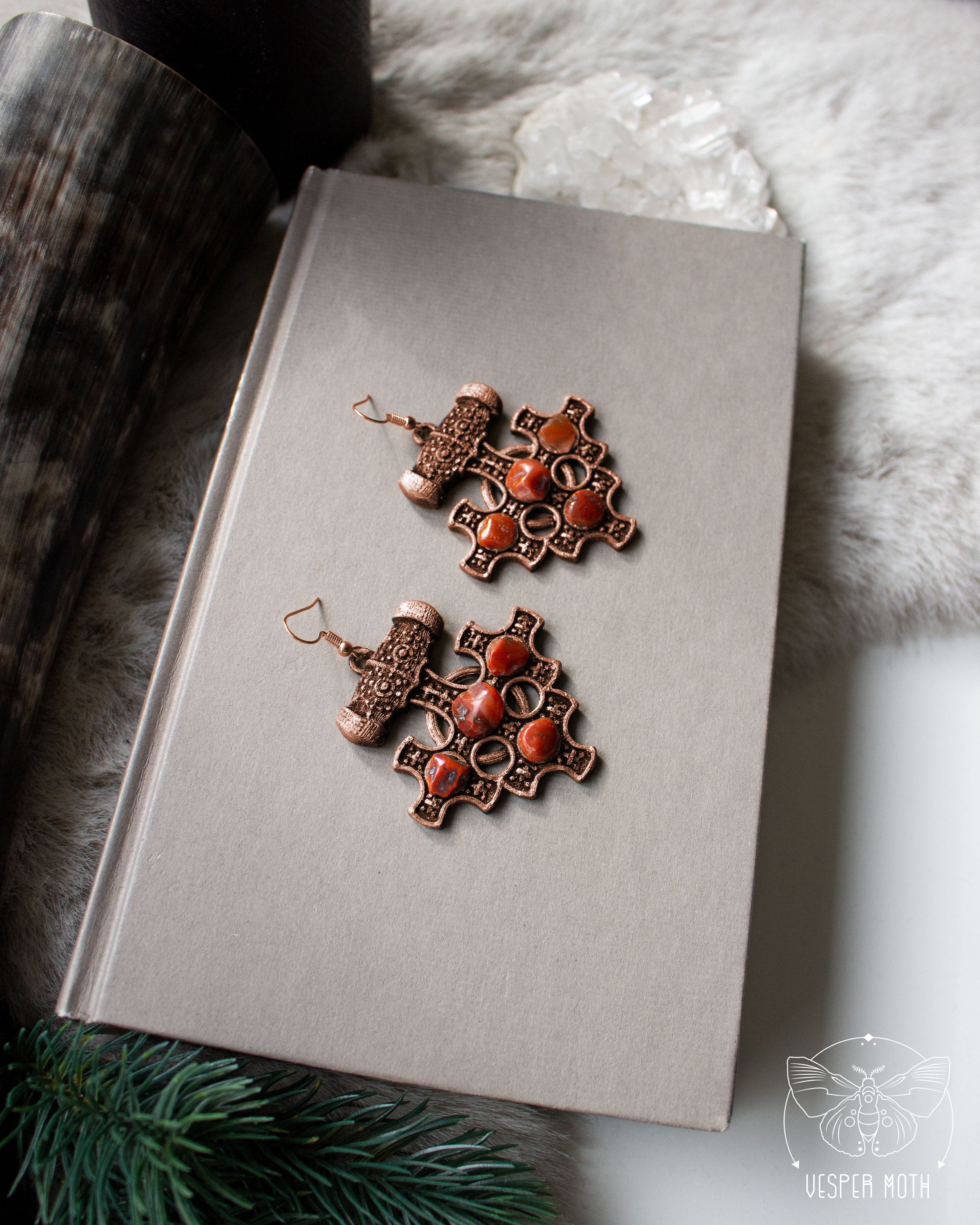 Hiddensee Crystal Earrings (Gold & Copper Coloured) - 3D printed *no metal!