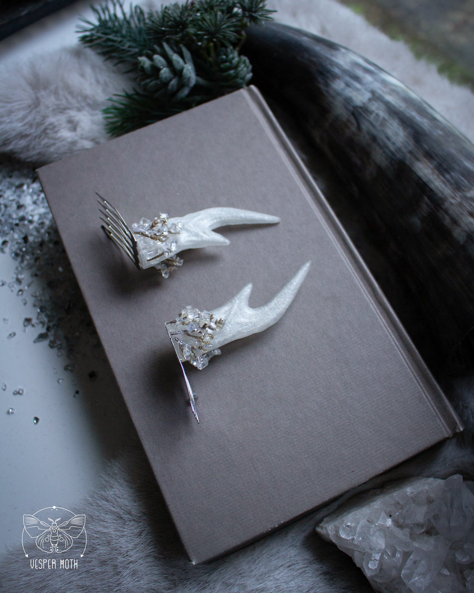 Icy Twigs Antler Hair Pins (pair of 2 pins)