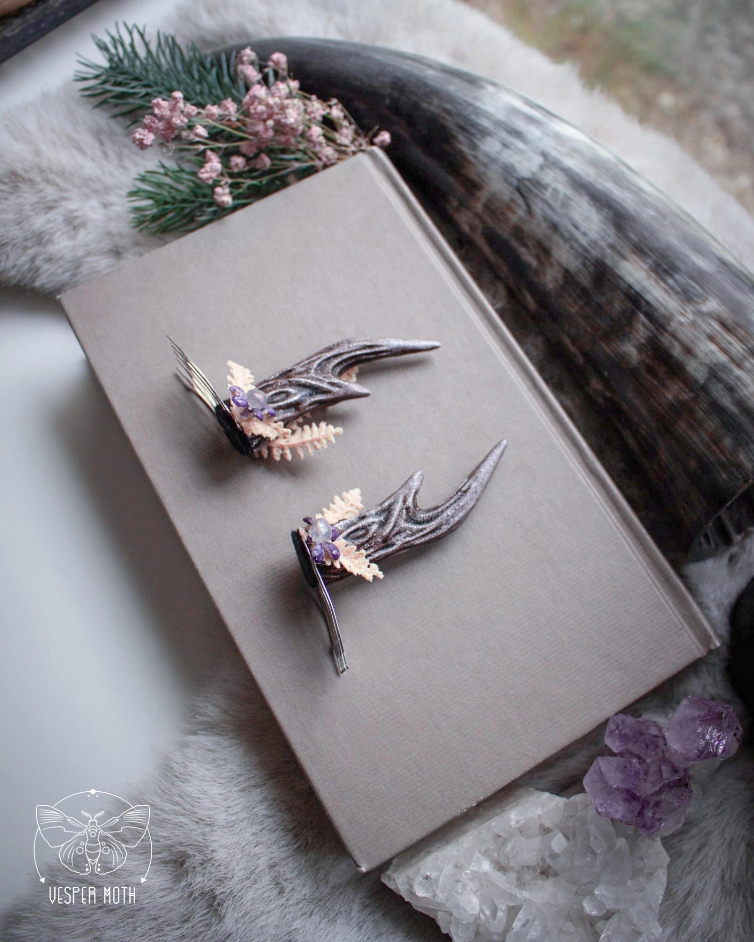 Ostara Antler Hair Pins (a pair of two pins)