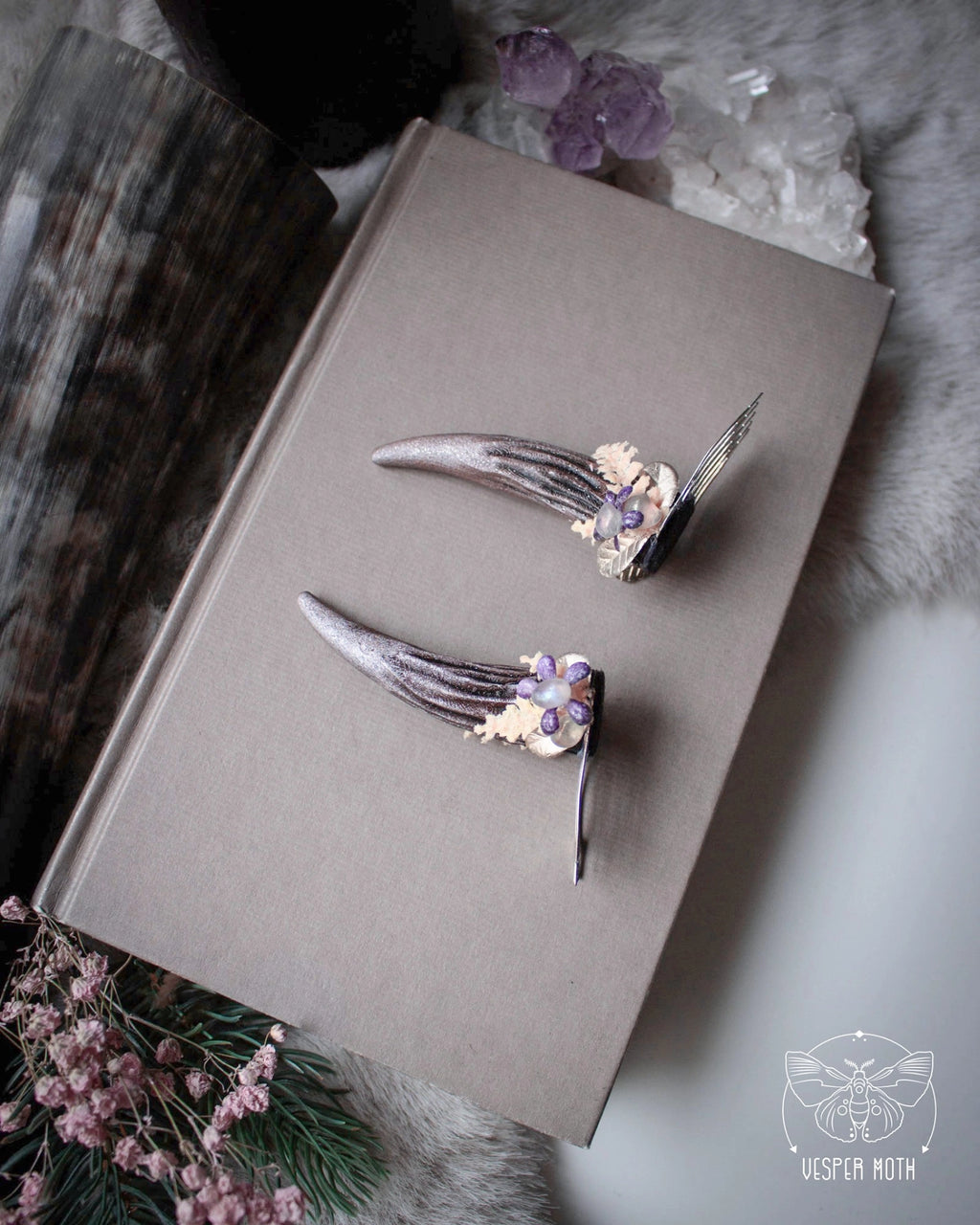 Ostara Antler Hair Pins (a pair of two pins)