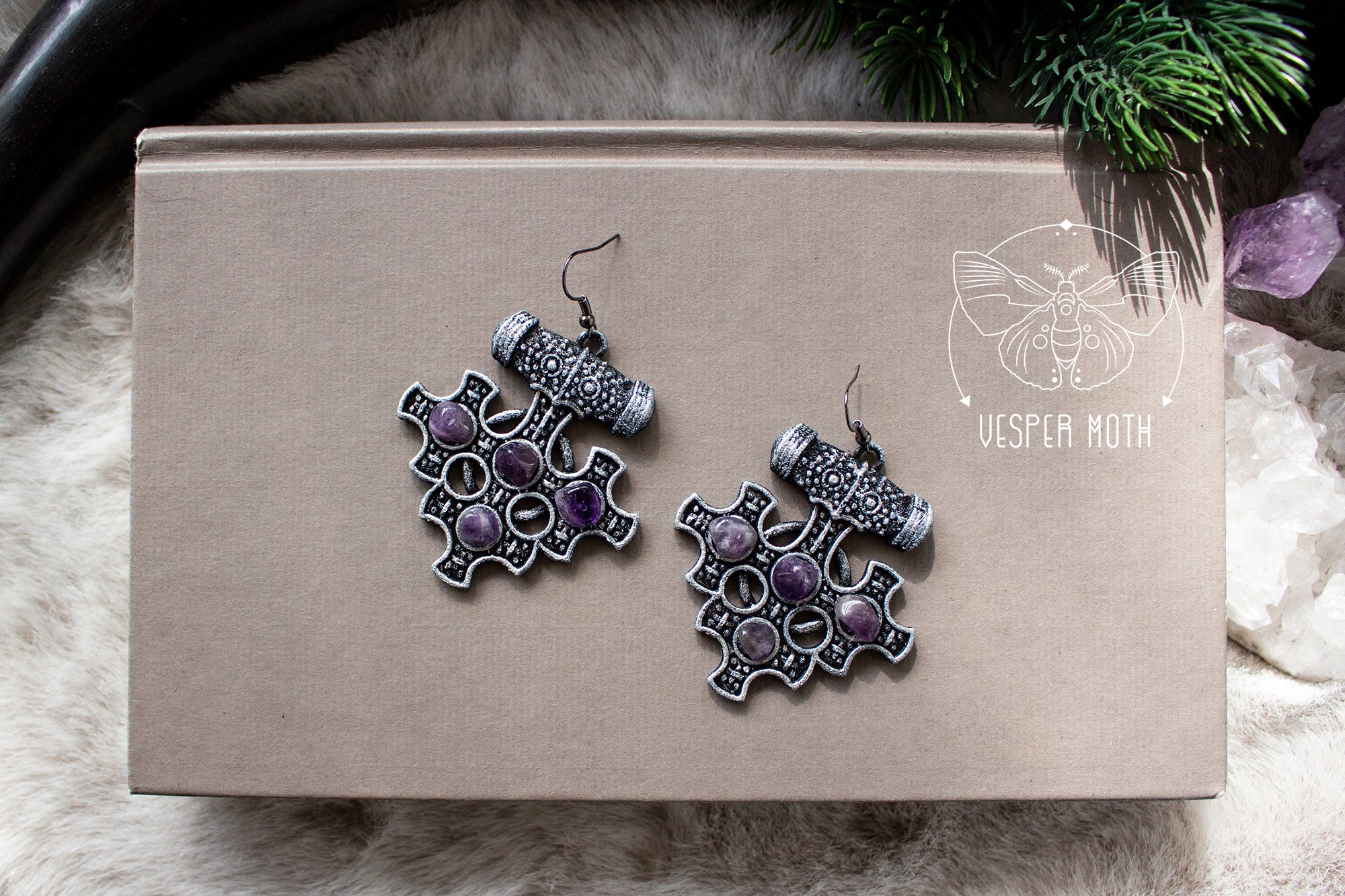 Hiddensee Crystal Earrings (Silver Coloured) - 3D printed *no metal!