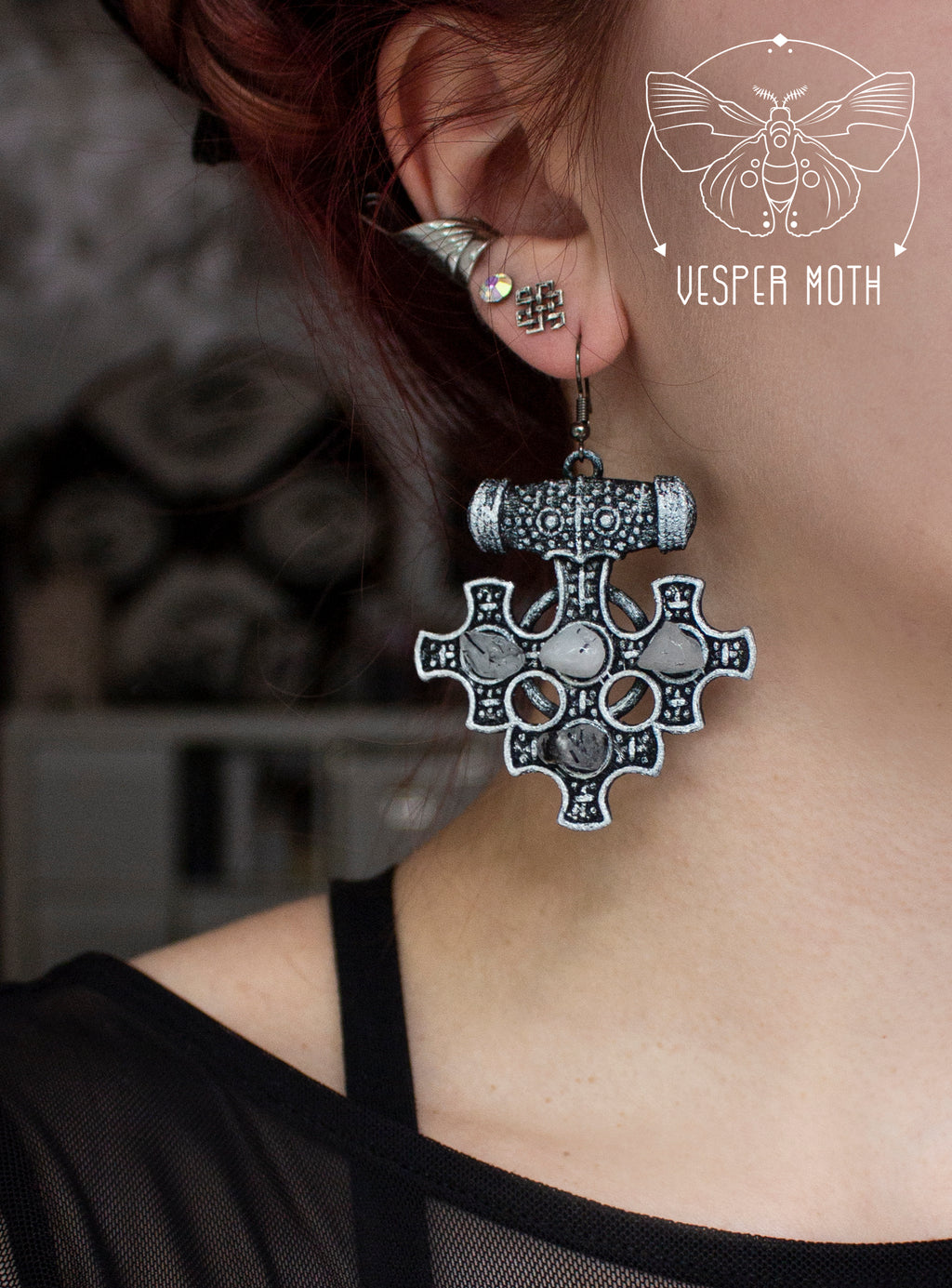 Hiddensee Crystal Earrings (Silver Coloured) - 3D printed *no metal!