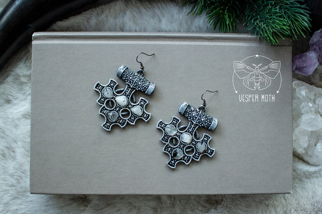 Hiddensee Crystal Earrings (Silver Coloured) - 3D printed *no metal!