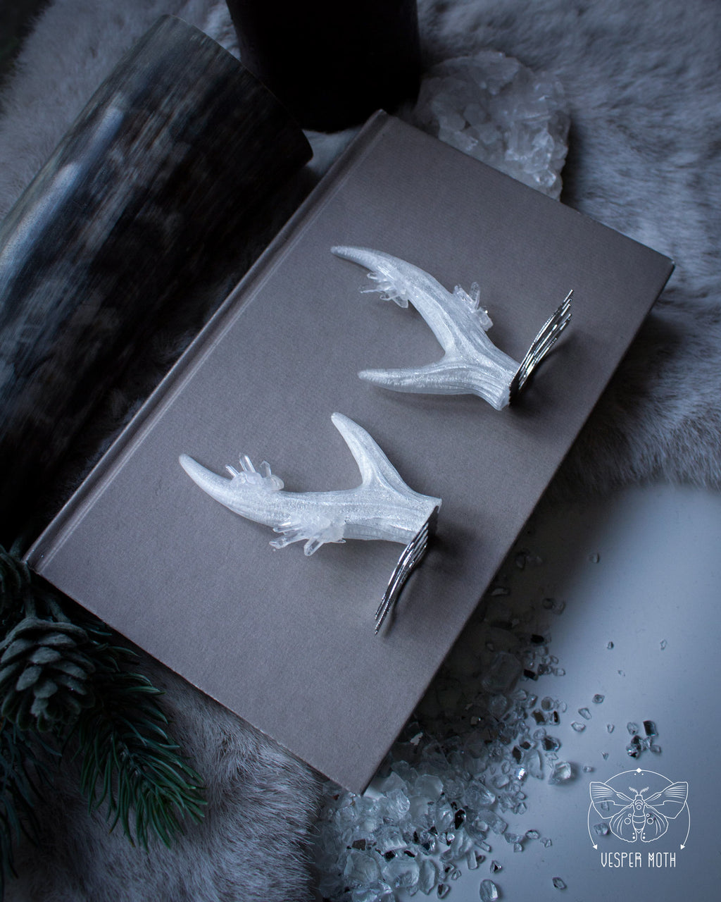 Ice Crystal Antler Hair Pins (pair of 2 pins)