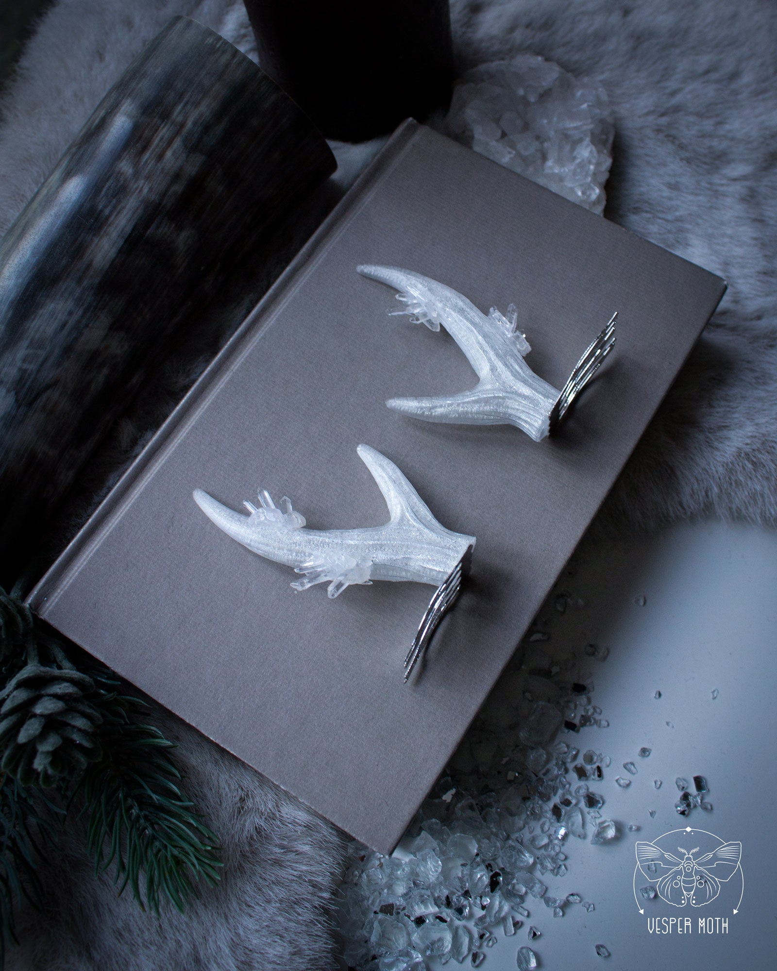 Ice Crystal Antler Hair Pins (pair of 2 pins)