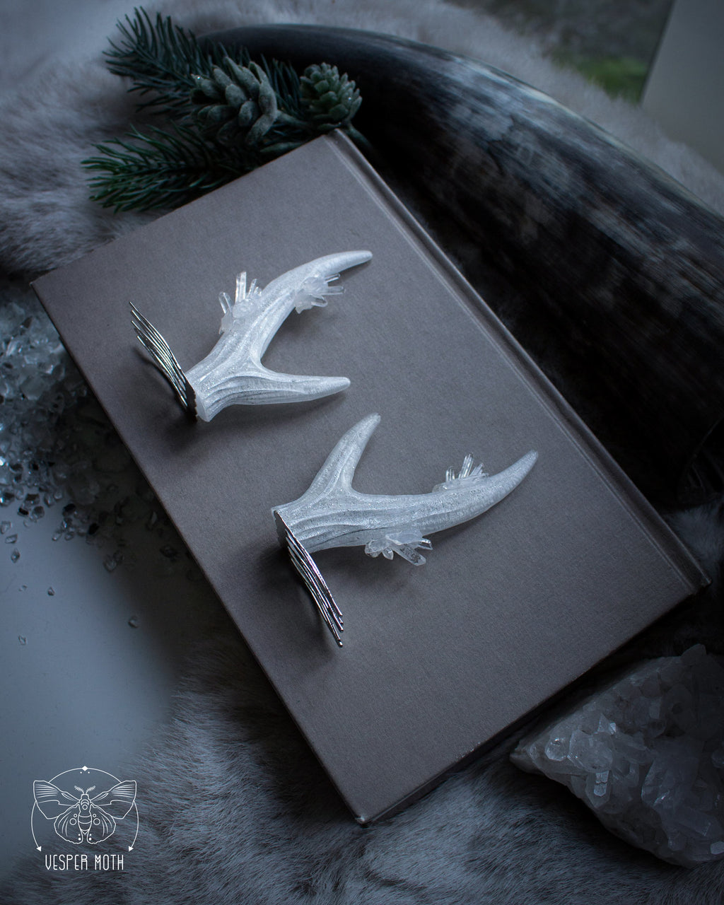 Ice Crystal Antler Hair Pins (pair of 2 pins)