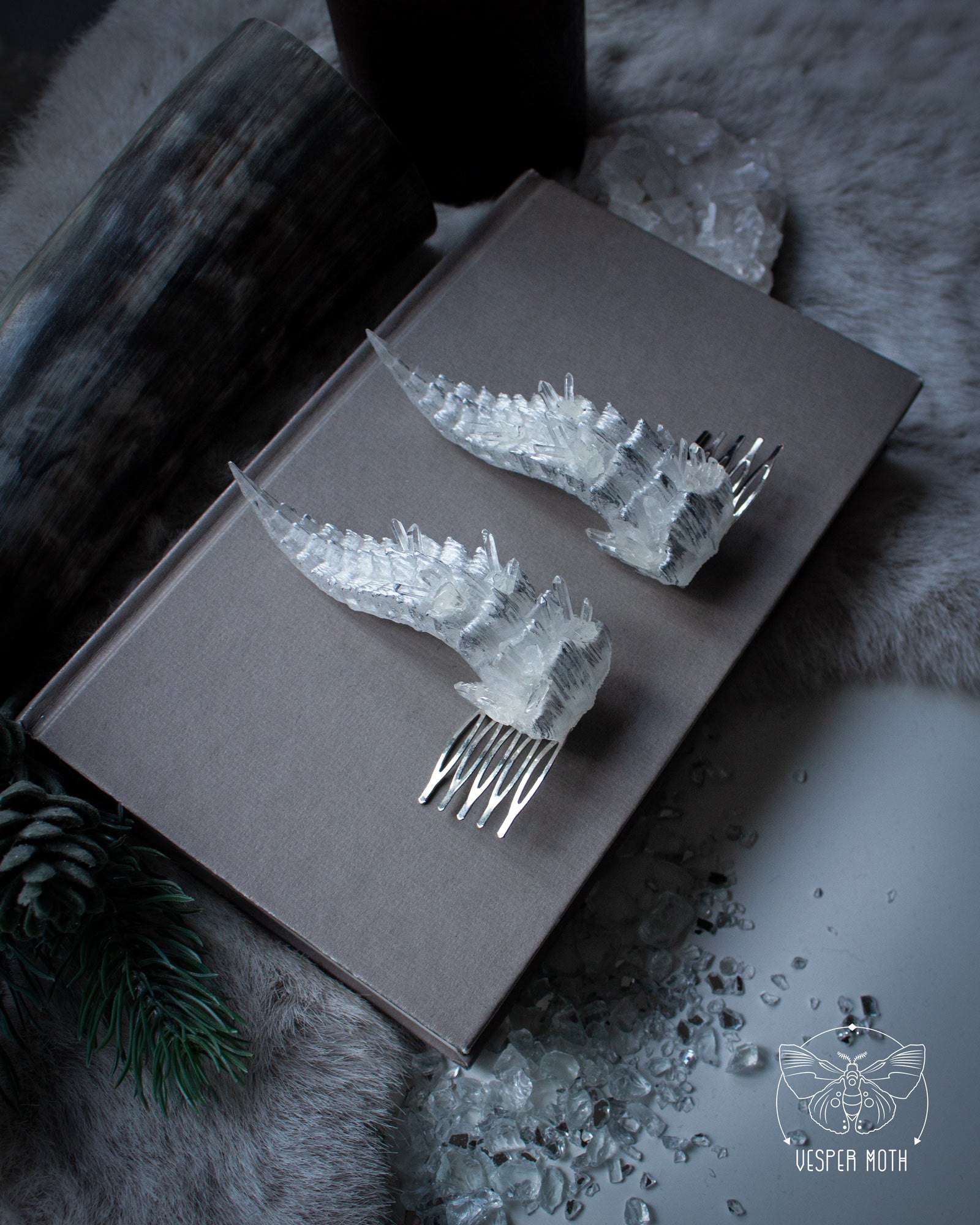 Ice Crystal Dragon Hair Pins (a pair of two pins)