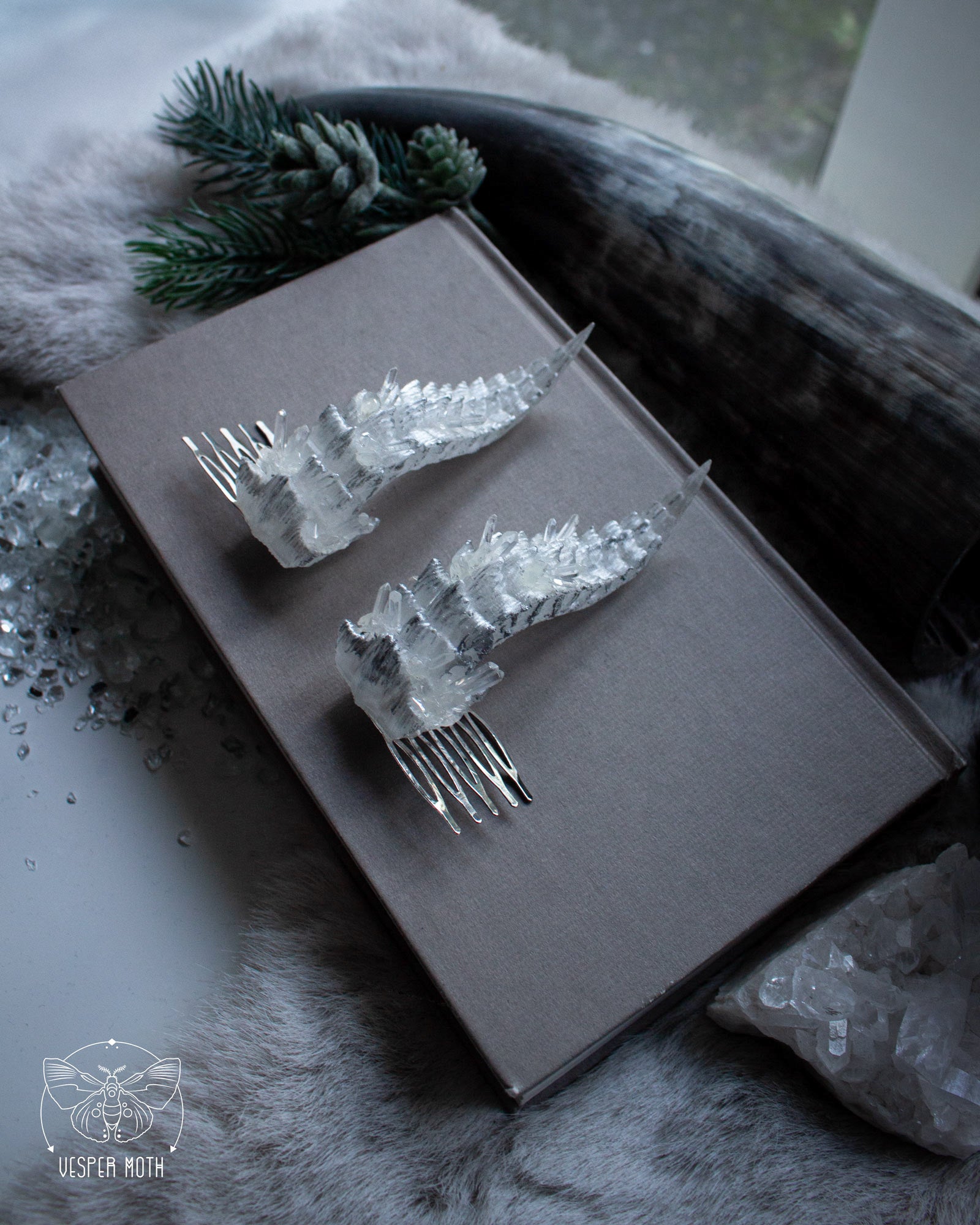 Ice Crystal Dragon Hair Pins (a pair of two pins)