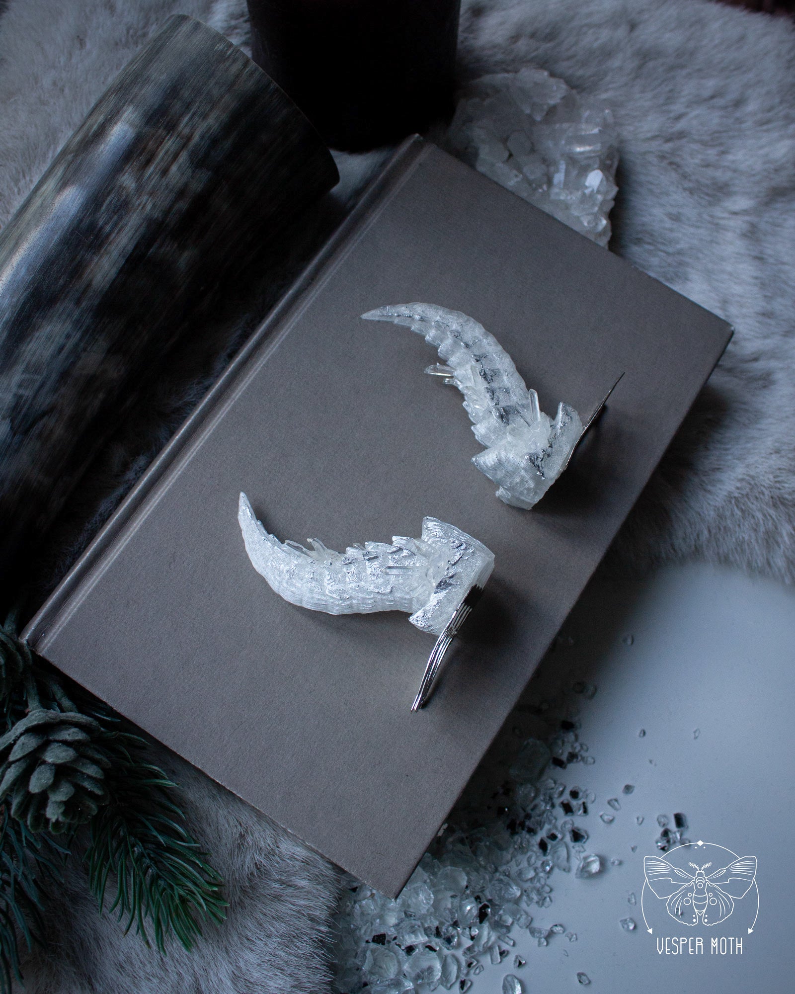 Ice Crystal Dragon Hair Pins (a pair of two pins)