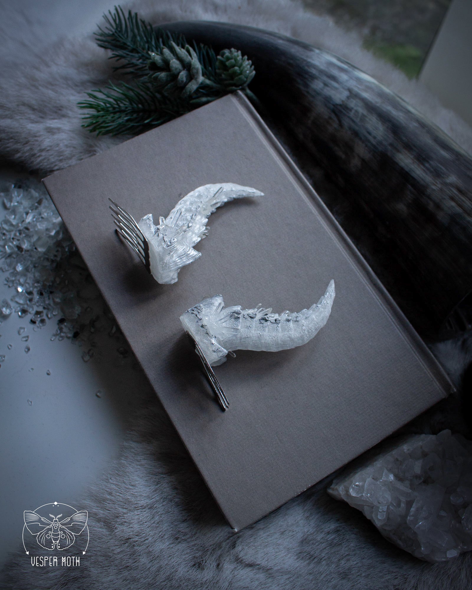 Ice Crystal Dragon Hair Pins (a pair of two pins)