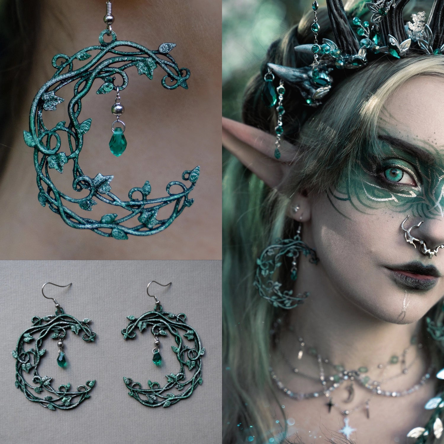 Ivy Moon Earrings - 3D printed *no metal!