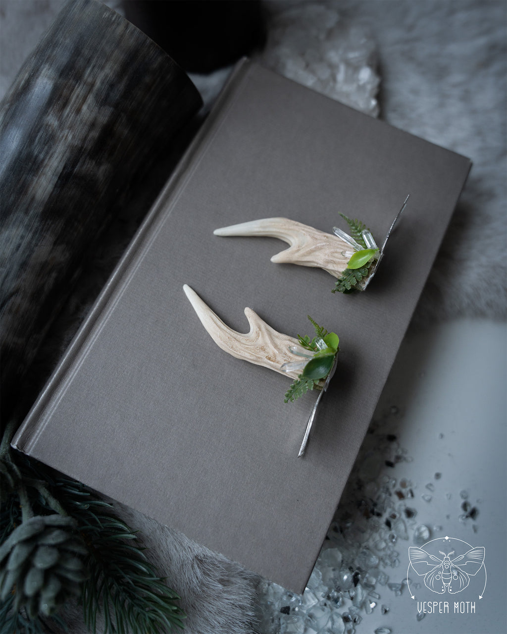Pearlwood Antler Hair Pins (pair of two pins)