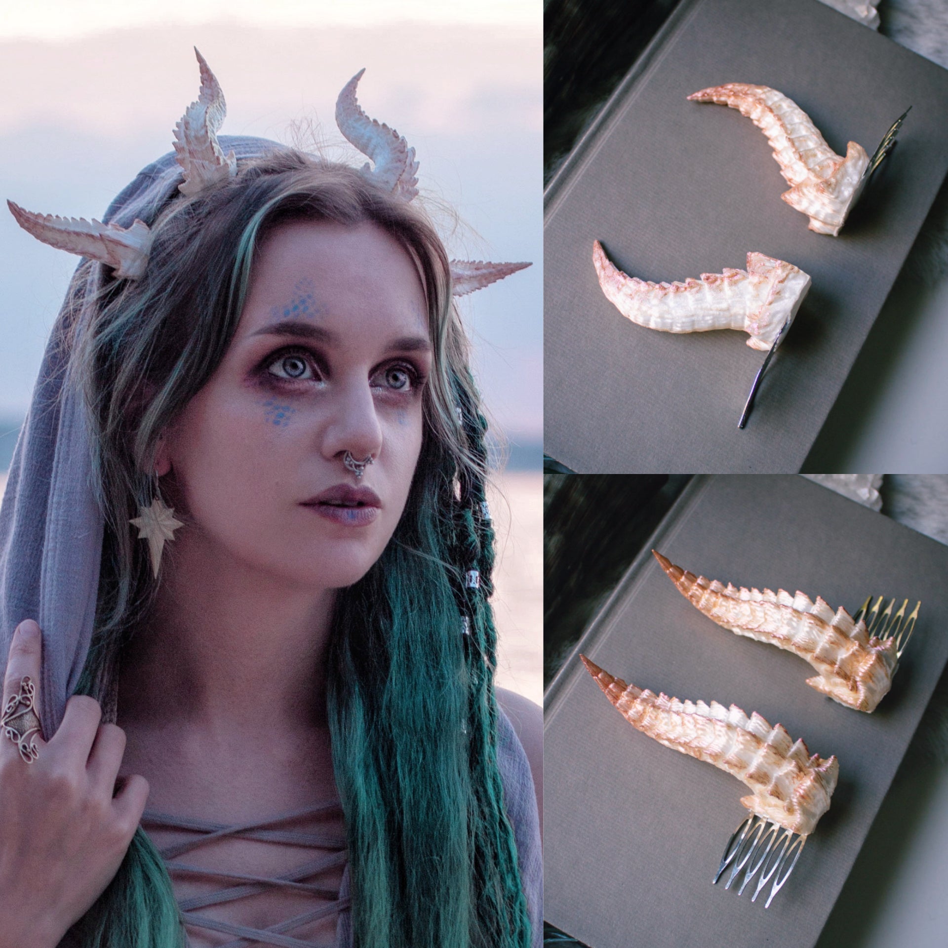 Sea Dragon Hair Pins (a pair of two pins)