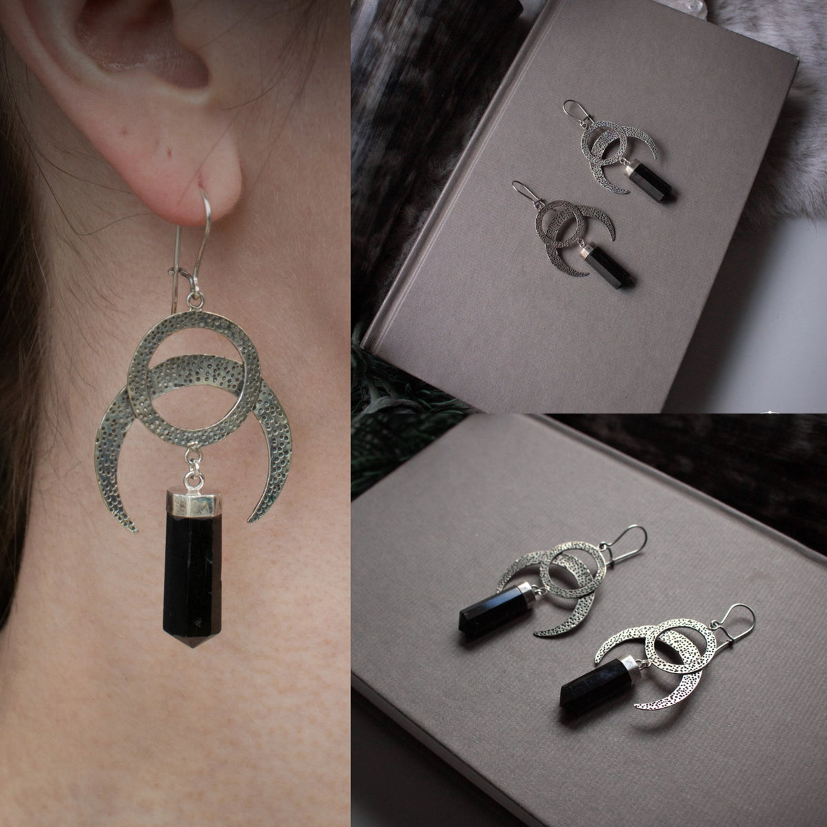 Dark Máni Earrings (925 Sterling Silver)