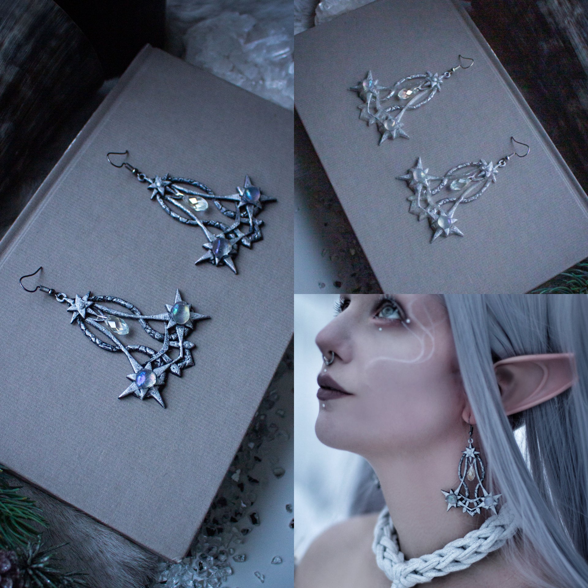 Lyra Earrings (Angel Aura Quartz)