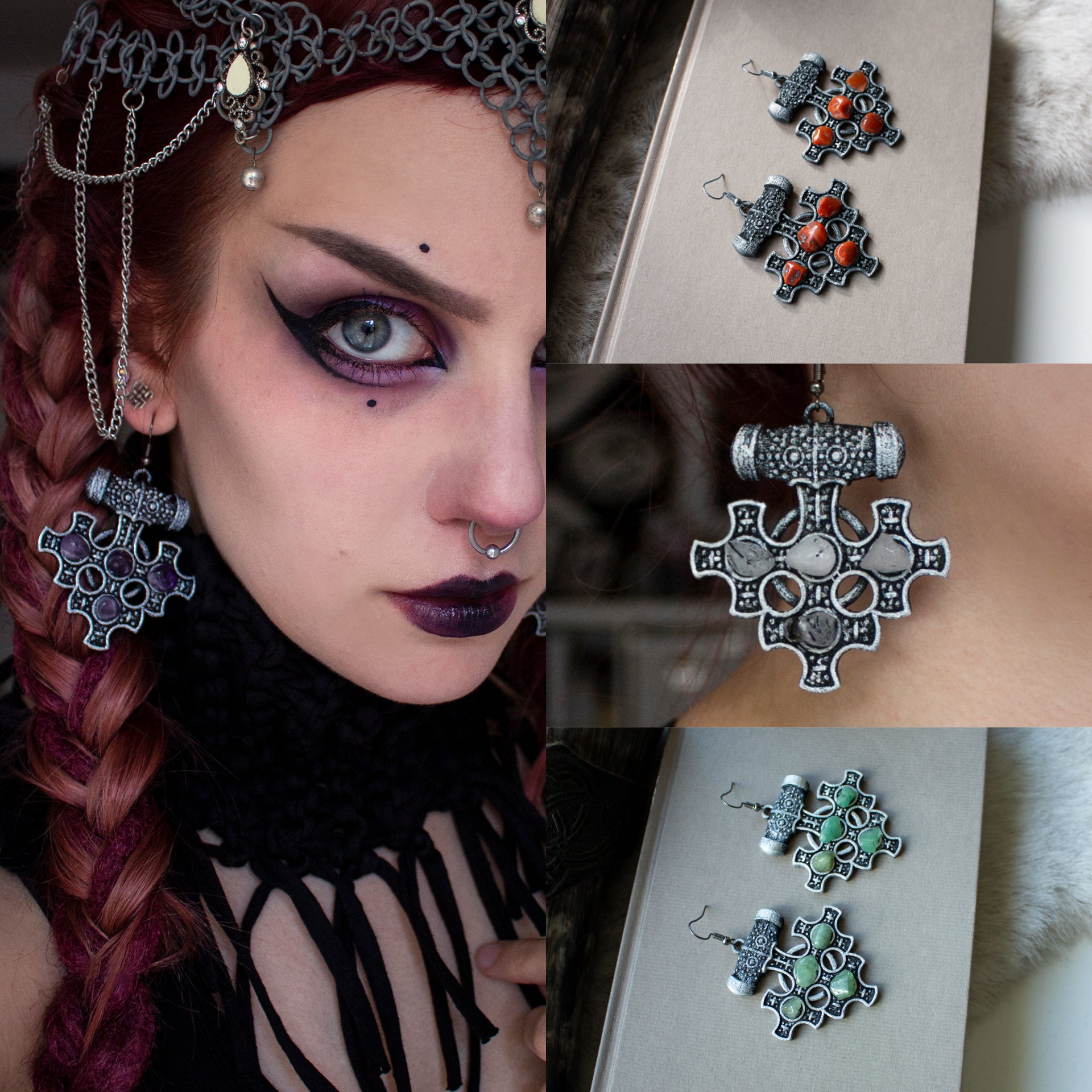 Hiddensee Crystal Earrings (Silver Coloured) - 3D printed *no metal!