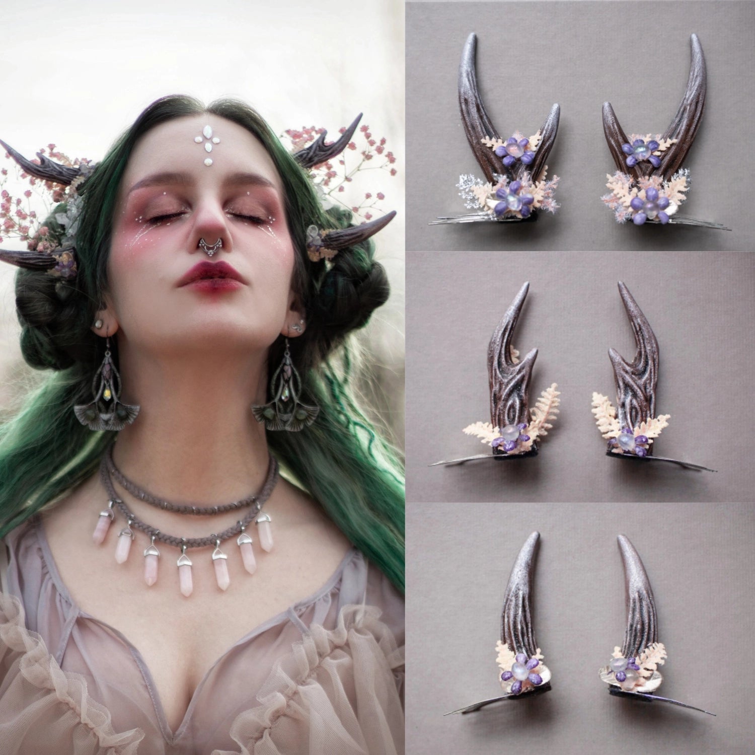Ostara Antler Hair Pins (a pair of two pins)