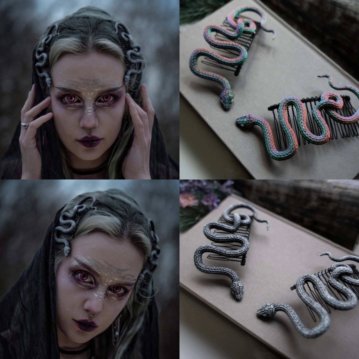 Serpent Hair Pins (a pair of two pins)