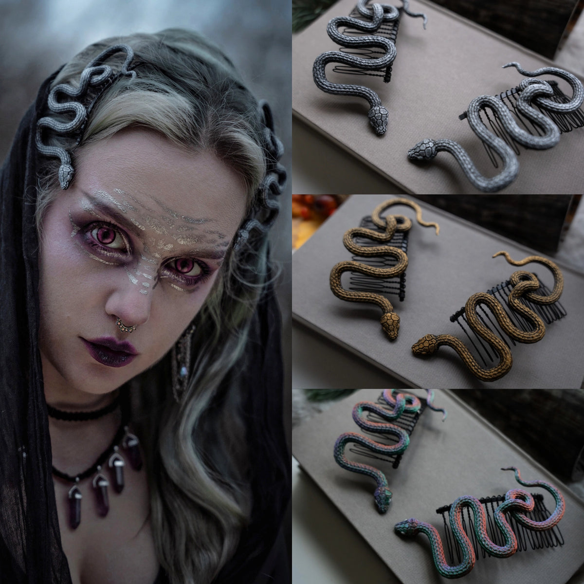 Serpent Hair Pins (a pair of two pins)